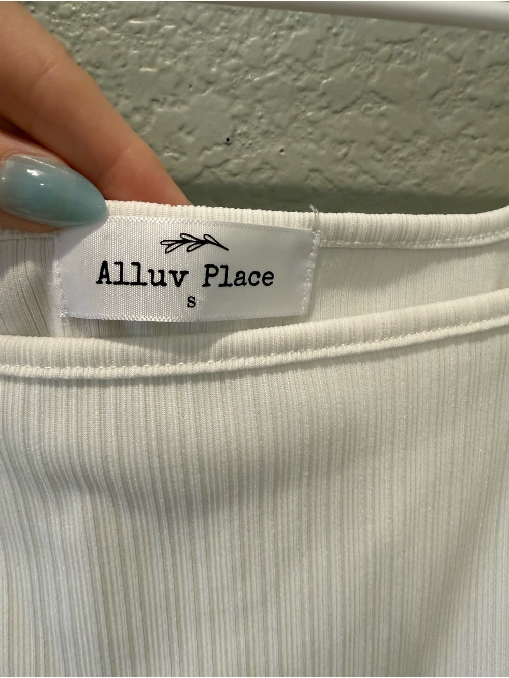 White Ribbed Square Neck Ruffle Sleeve Top - Picture 3 of 3